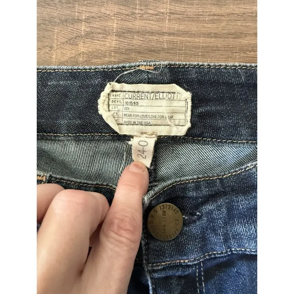 Current‎ Elliott Skinny Side Zippers Jeans Size 24 Denim Dark Blue Womens